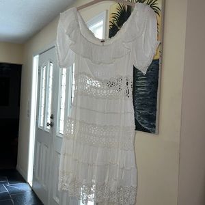 Free People eyelet tassel tie White Dress size 8 womens